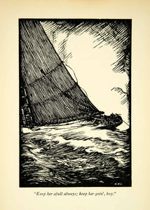 1927 Print Henry O'Connor Ship Sailing Rough Seas Ocean Squall Storm Rain XGAD6