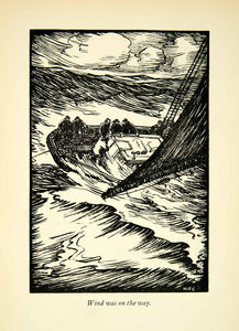 1927 Print Henry O'Connor Sailing Ship Boat Rough Seas Squall Storm Wave XGAD6