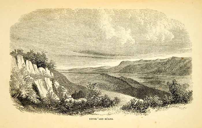 1858 Wood Engraving Art Ard el-Huleh Lake Plain Israel Middle East XGAD7