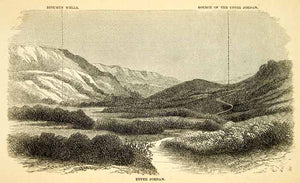 1858 Wood Engraving Art Jordan River Syria Lebanon Middle East Landscape XGAD7