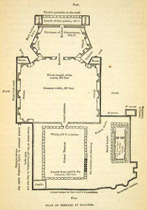 1858 Print Blueprint Architecture Temple Baalbek Lebanon Middle East XGAD7