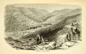 1858 Wood Engraving Art Etam Urtas Valley Palestine Middle East Mountains XGAD7