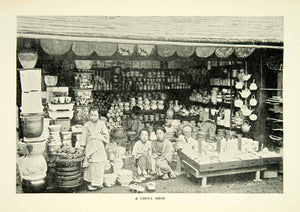1899 Print China Shop Porcelain Japan Family Traditional Potter Children XGAD8