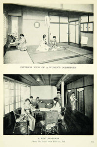 1936 Print Japanese Women's Tatami Mat Kimono Dormitory Table Chairs XGAE3