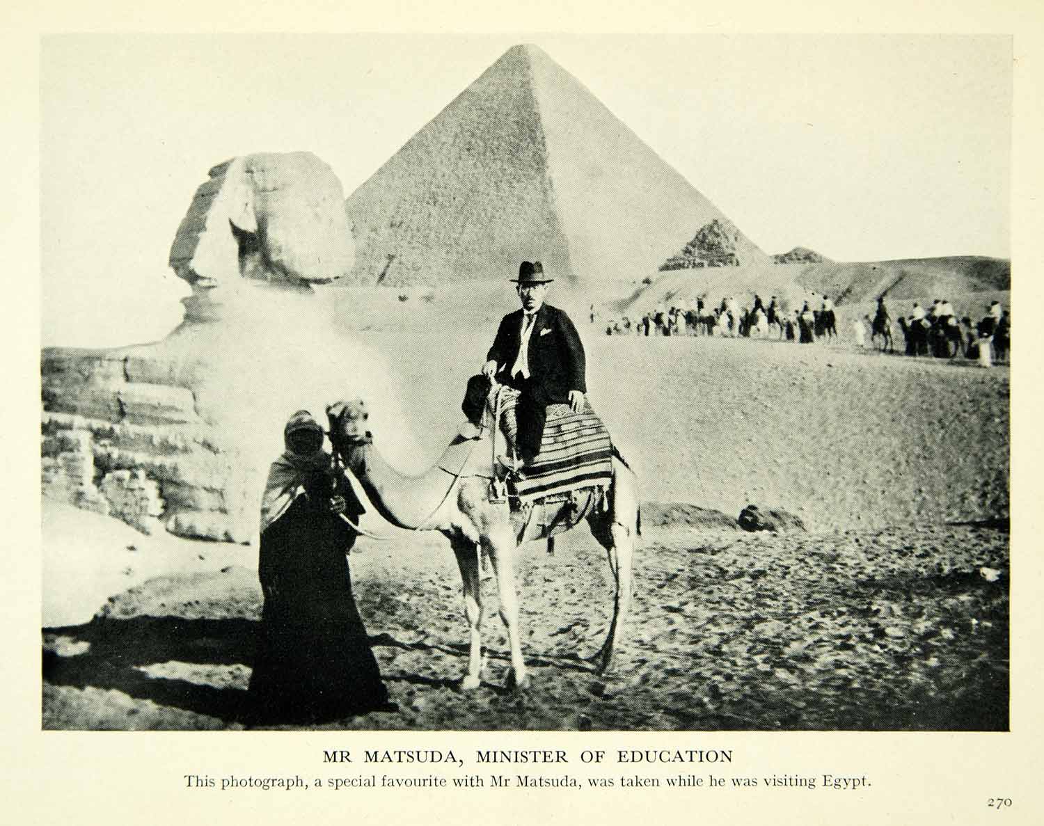 1936 Print Matsuda Mnister Education Japanese Sphinx Pyramid Egypt Tourist XGAE3
