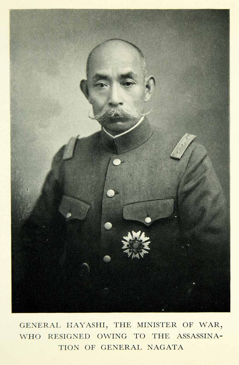 1936 Print General Hayashi Minister War Japanese Portrait Mustache XGAE3