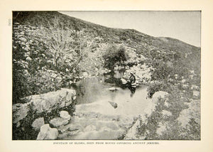 1897 Print Fountain Elisha Jericho Holy Land Religious Landmark Pilgrimage XGAE9