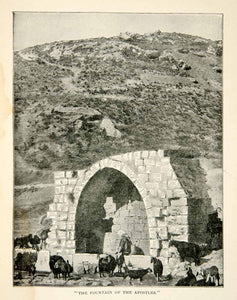 1897 Print Fountain Apostles Historical Landmark Religious Hill Holy Land XGAE9