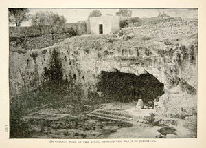 1897 Print Tomb Kings Jerusalem Historical Landmark Sight Ruins Biblical XGAE9