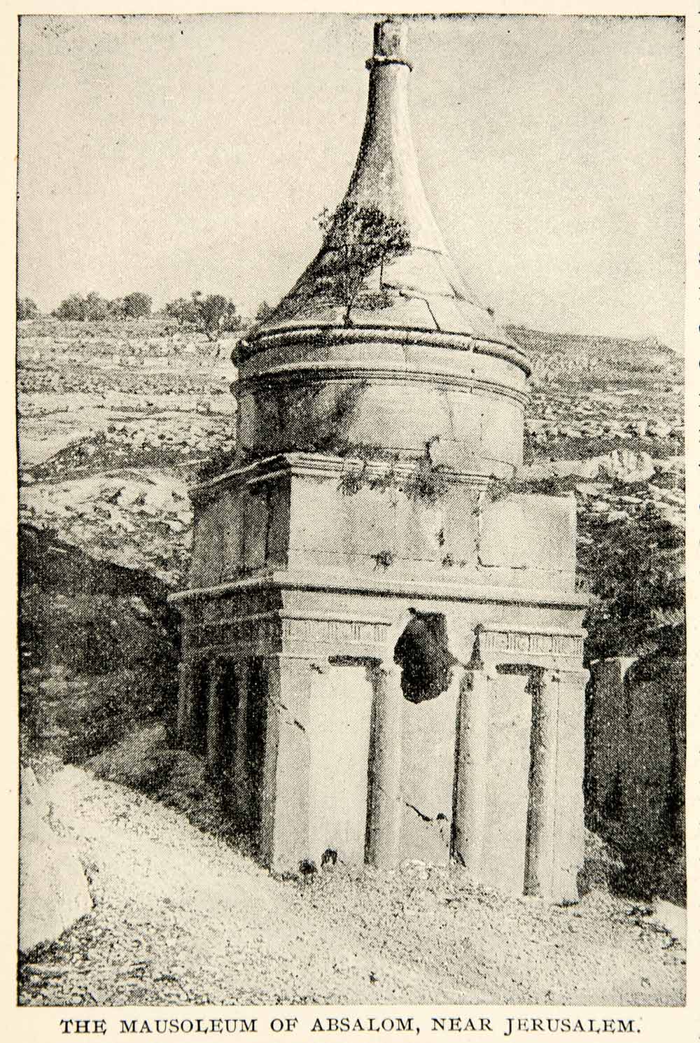 1897 Print Mausoleum Absalom Jerusalem Pillar Kidron Israel Yehoshafat XGAE9