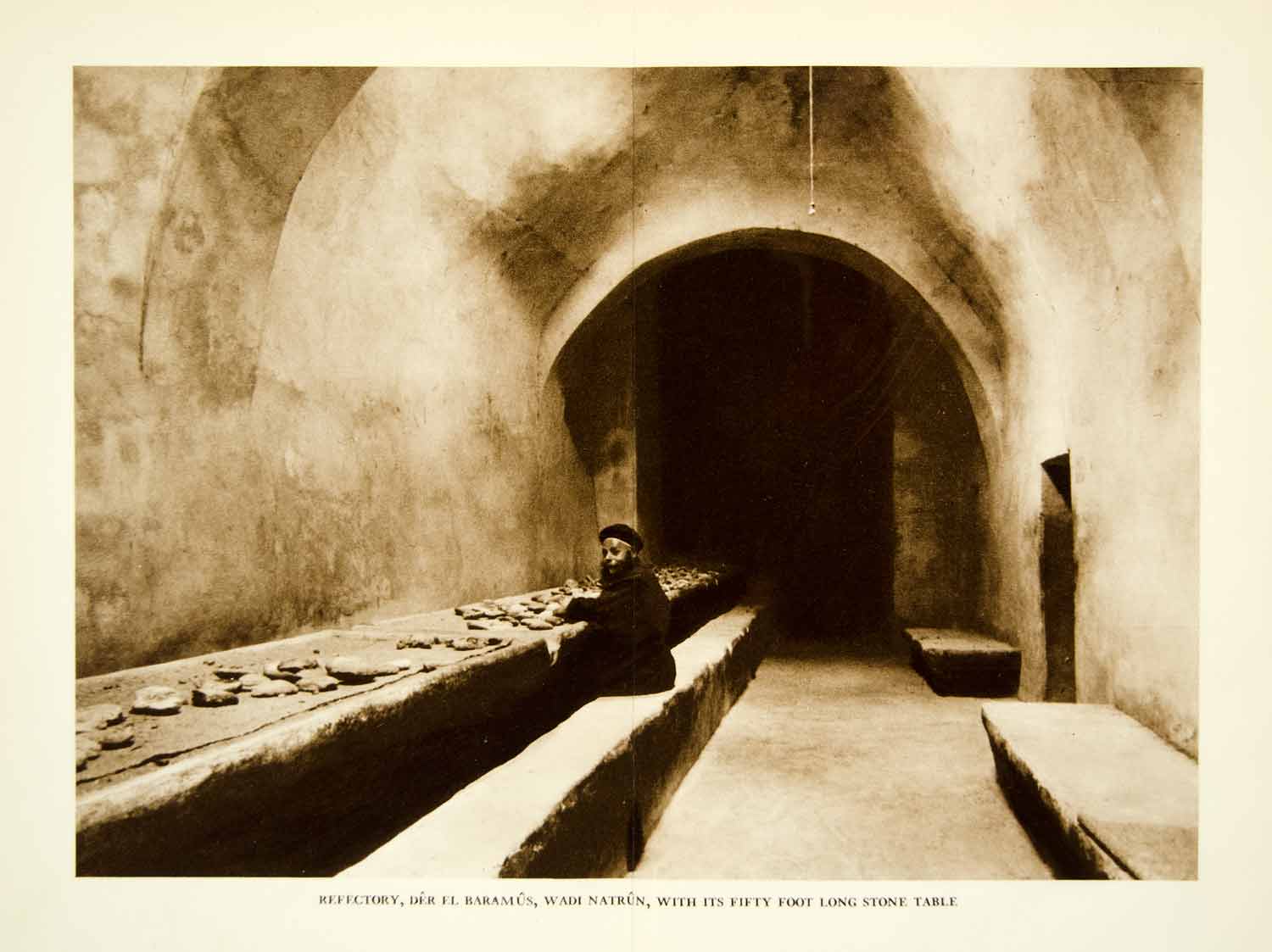 1938 Rotogravure Refectory Der El Baramus Egypt Monastery Vault Arch XGAF3