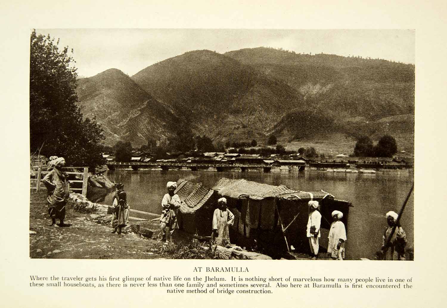 1915 Print Baramulla Jhelum Kashmir Vale River Historical View Mountain XGAF6