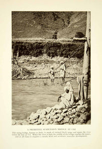 1915 Print Suspension Bridge Kashmir Vale Uri Jhelum Jhula India Historic XGAF6