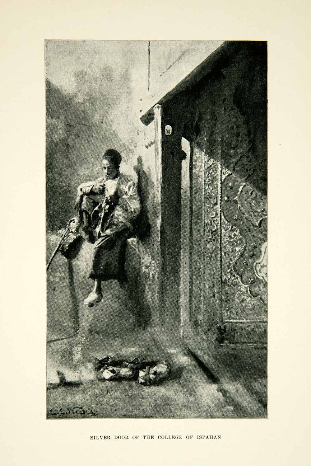 1896 Print Door College Ispahan Entrance University Silver Entry Man XGAF9