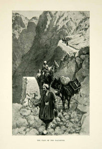 1896 Print Pass Daughter Mountain Path Arabian Iran Donkey Turban Edwin XGAF9