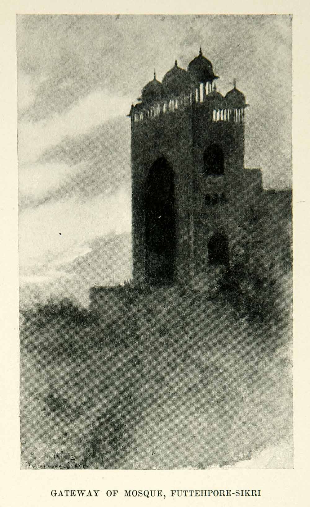 1896 Print Mosque Gateway Futtehpore-Sikri India Edwin Lord Weeks XGAF9