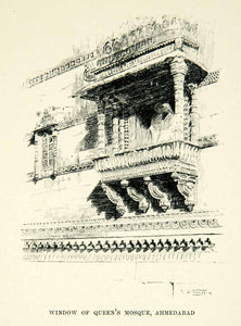 1896 Print Window Queen's Mosque Ahmedabad India Edwin Lord Weeks XGAF9