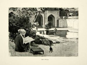 1896 Print Mulla Scene Edwin Lord Weeks Turban Robe Men Pool Architecture XGAF9