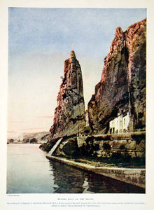 1924 Print Bayard Rock Dinant Namur Belgium Europe River Meuse Historic XGAG1