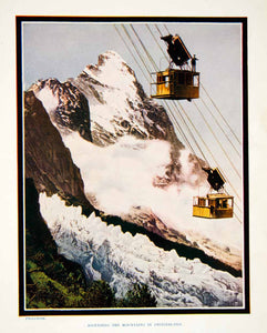 1924 Print Alps Mountains Ski Lift Cable Car Switzerland Europe XGAG1