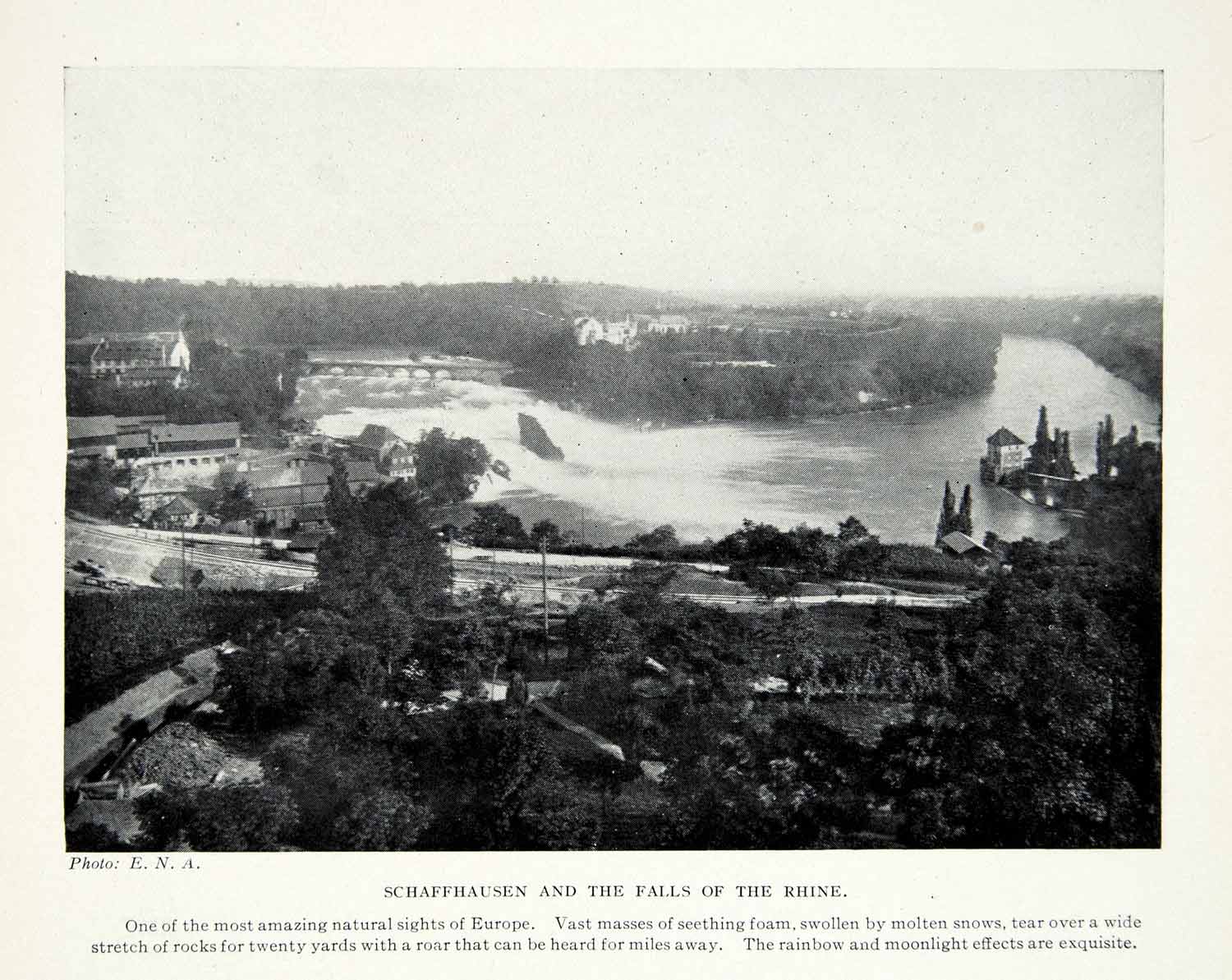 1924 Print Schaffhausen Switzerland Europe River Rhine Falls Landscape XGAG1