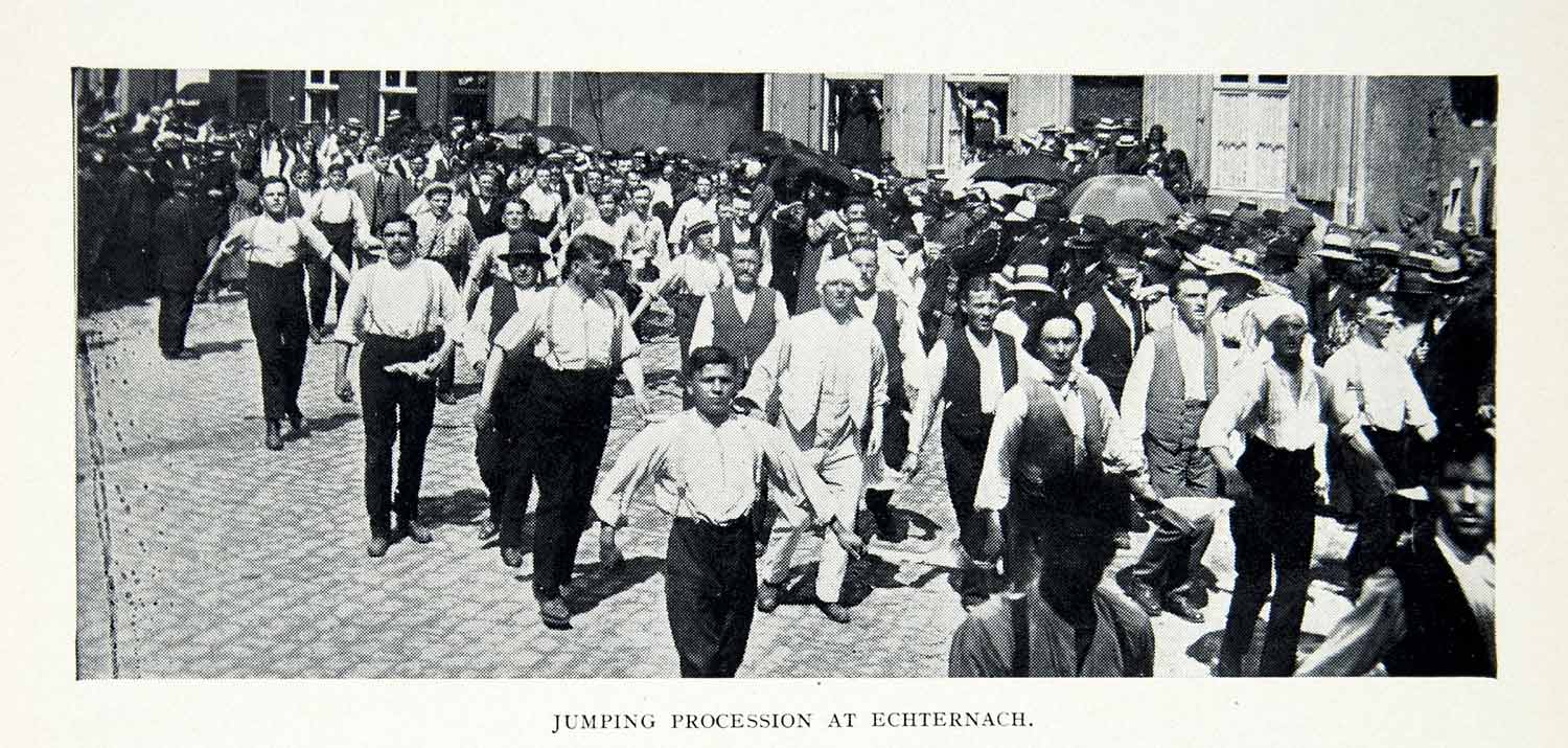1924 Print Echternach Luxembourg Europe Holy Dancers Springing Saints XGAG1