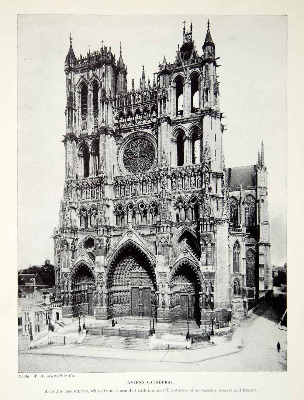 1924 Print Amiens Catholic Cathedral Picardy France Europe Gothic XGAG1