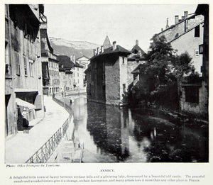 1924 Print Annecy France Europe Palais De I'Isle Thiou Canal Cityscape XGAG1