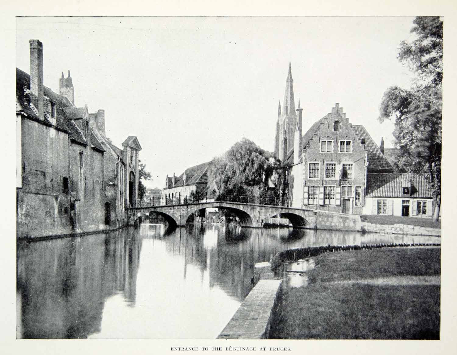 1924 Print Bruges Belgium Europe Cityscape Flemish Beguinage Building XGAG1
