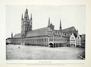 1924 Print Cloth Hall Ypres Belgium Europe Gothic Architecture Facade XGAG1