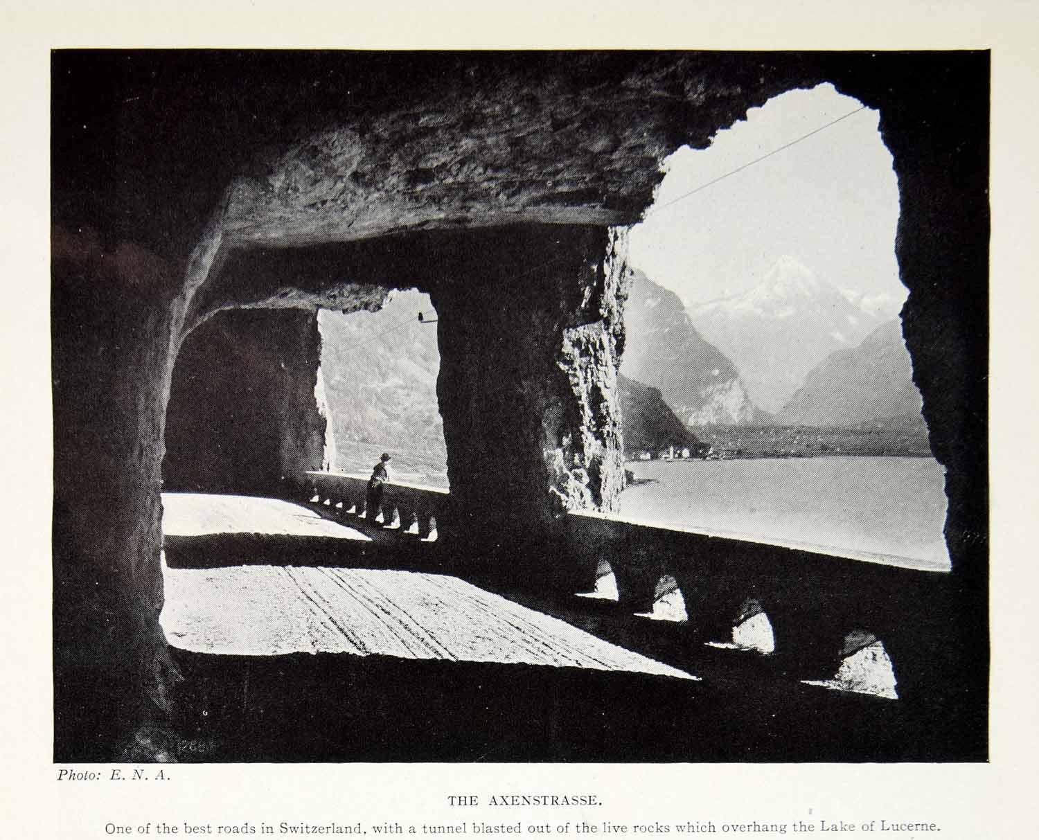 1924 Print Axenstrasse Tunnel Lake Lucerne Switzerland Europe Alps XGAG1