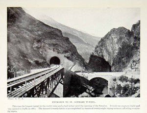 1924 Print St Gotthard Tunnel Switzerland Europe Railroad Bridge XGAG1