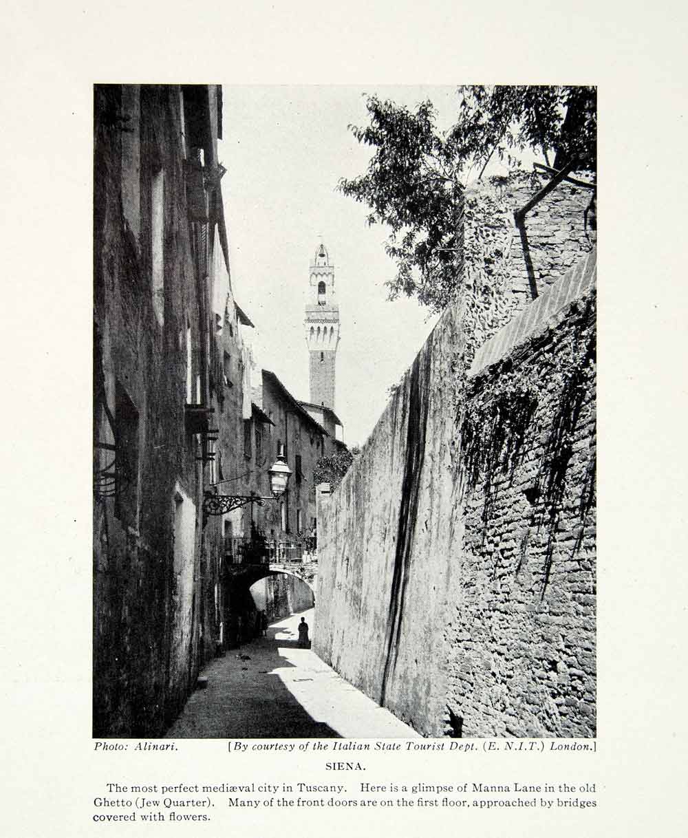 1924 Print Siena Italy Europe Cityscape Manna Lane Alley Jewish Quarter XGAG1