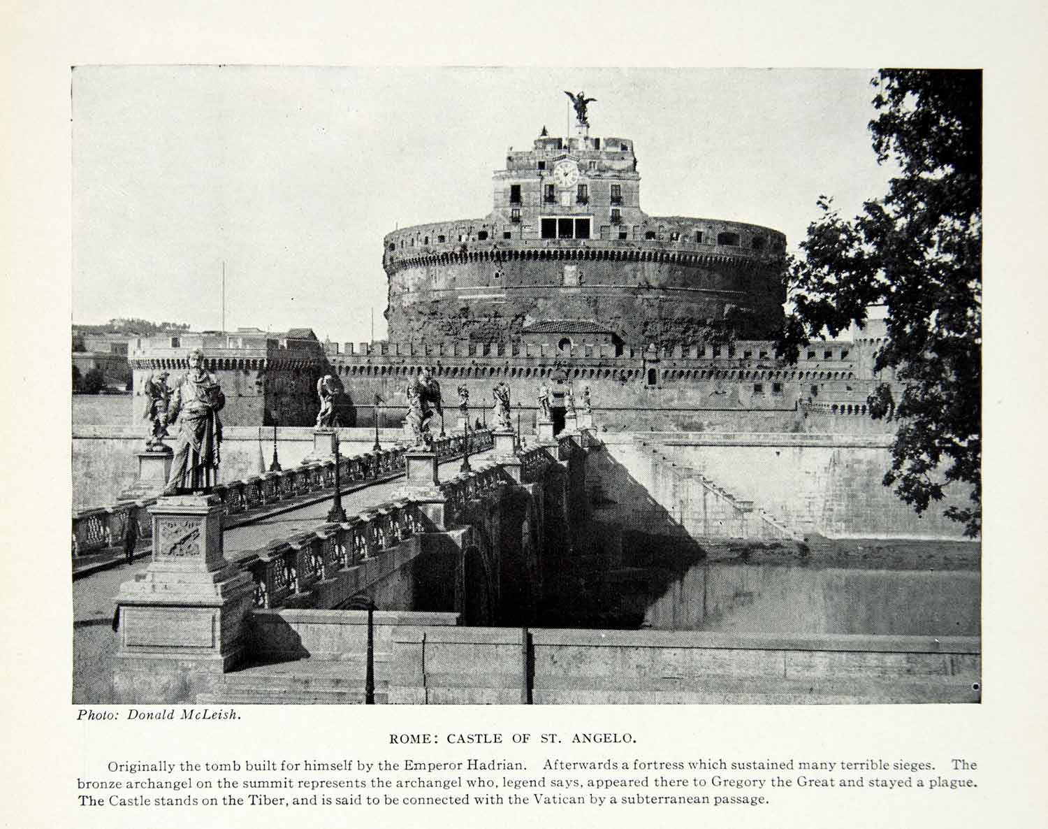 1924 Print Castel Sant'Angelo Mausoleum Hadrian Parco Adriano Rome Italy XGAG1
