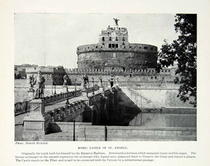 1924 Print Castel Sant'Angelo Mausoleum Hadrian Parco Adriano Rome Italy XGAG1