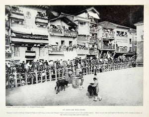 1924 Print Open Air Spanish Bullfight Market Pasajes Village Europe Sport XGAG1
