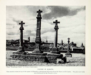 1924 Print Almazan Spain Europe Calvary Cross Religious Ruins Church XGAG1