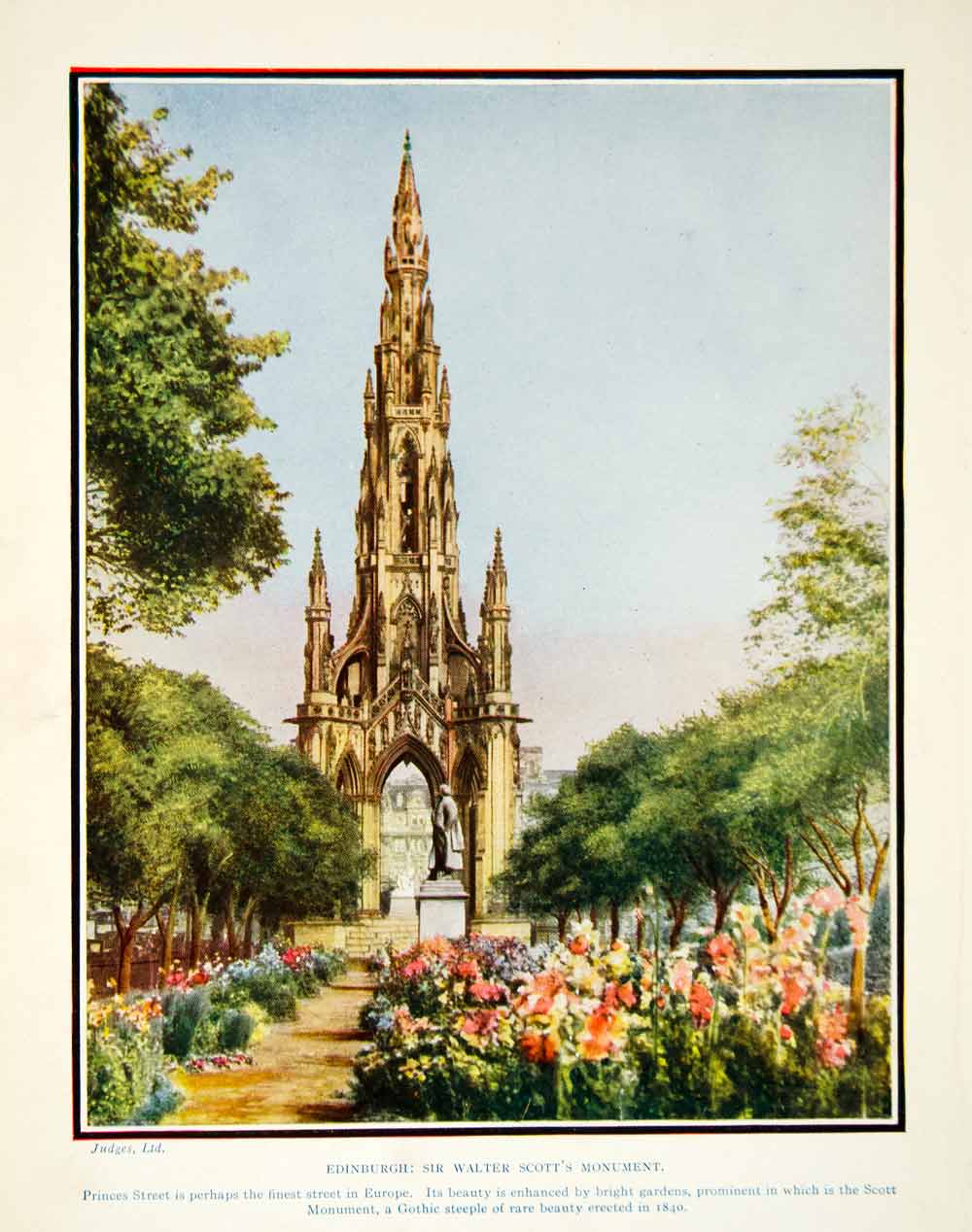 1924 Print Sir Walter Scott Monument Princes Street Edinburgh Scotland XGAG1