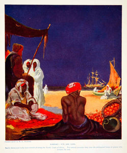 1924 Print WC Nicolson Art Barbary Coast Berber North Africa Sailing Ships XGAG1