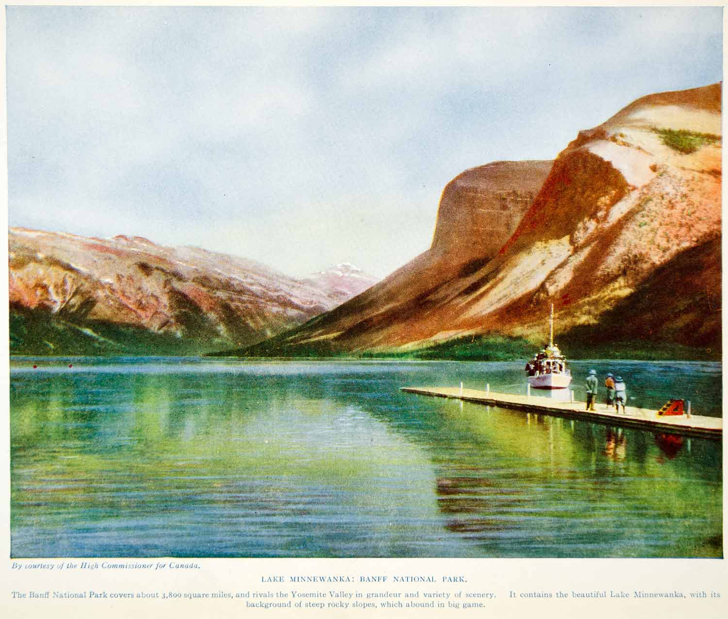 1924 Print Lake Minnewanka Banff National Park Canada Rocky Mountains XGAG1