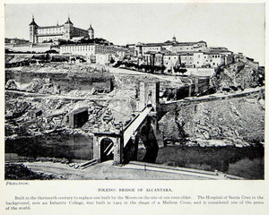 1924 Print Alcantara Bridge Toledo Spain Europe Infrastructure Roman Stone XGAG1