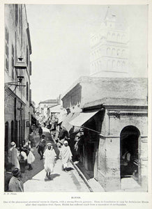1924 Print Blidah Algeria North Africa Cityscape Street Buildings Moorish XGAG1