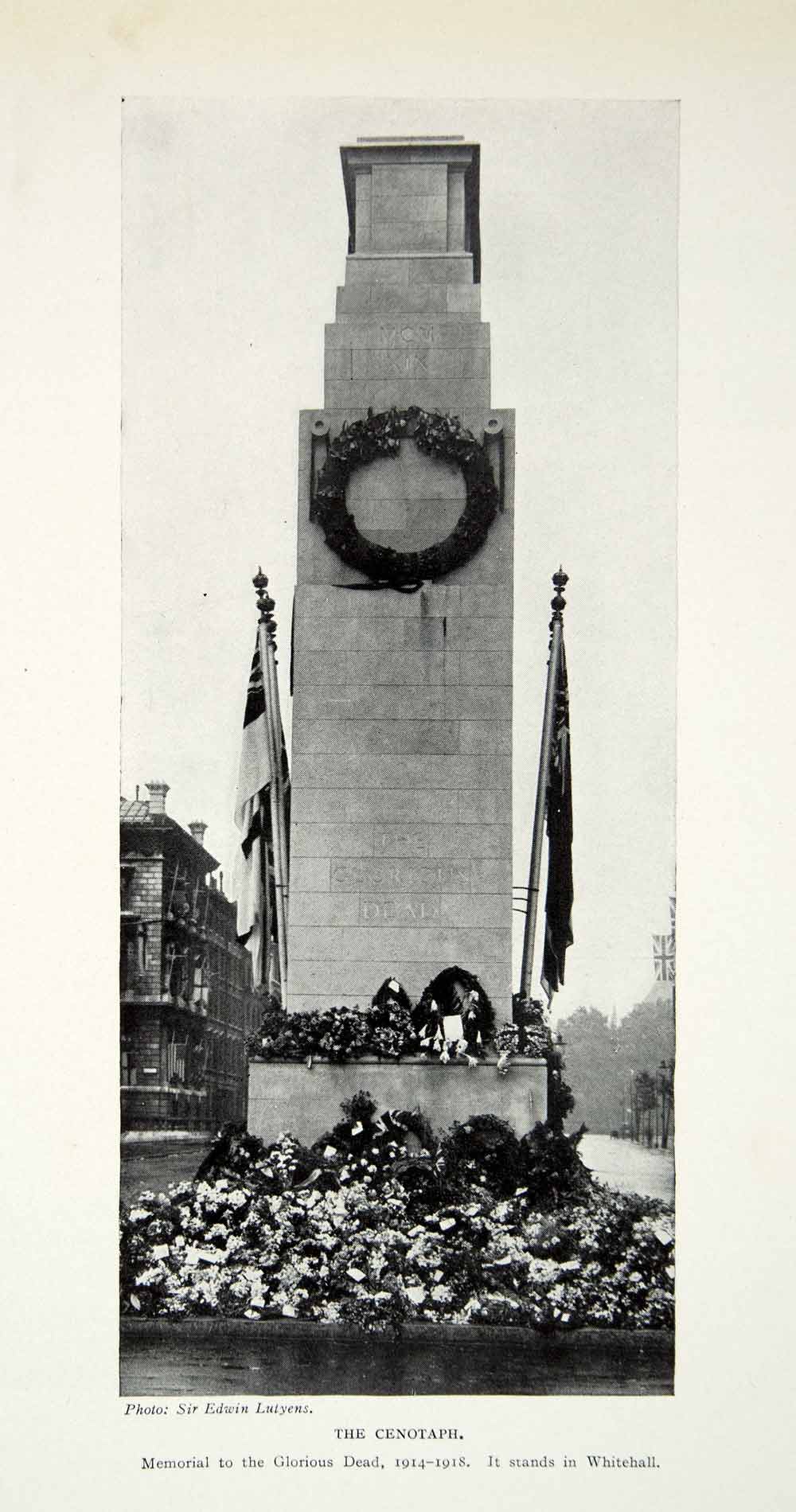 1924 Print Cenotaph WWI Memorial Whitehall London England United Kingdom XGAG1