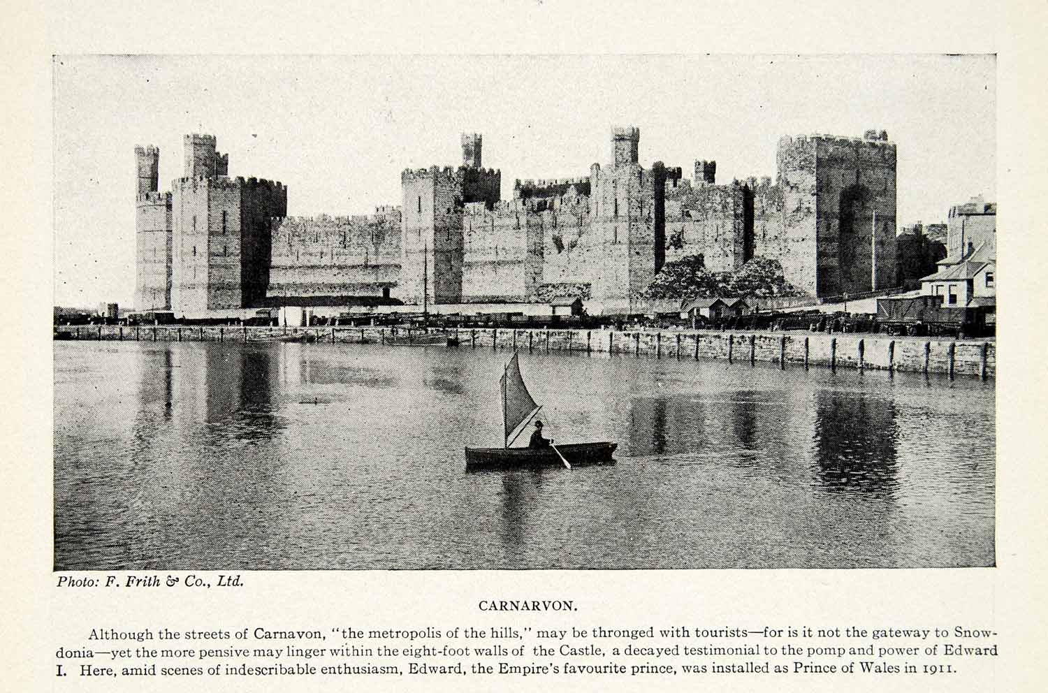 1924 Print Caernarfon Gwynedd Wales UK Medieval Castle River Seiont XGAG1