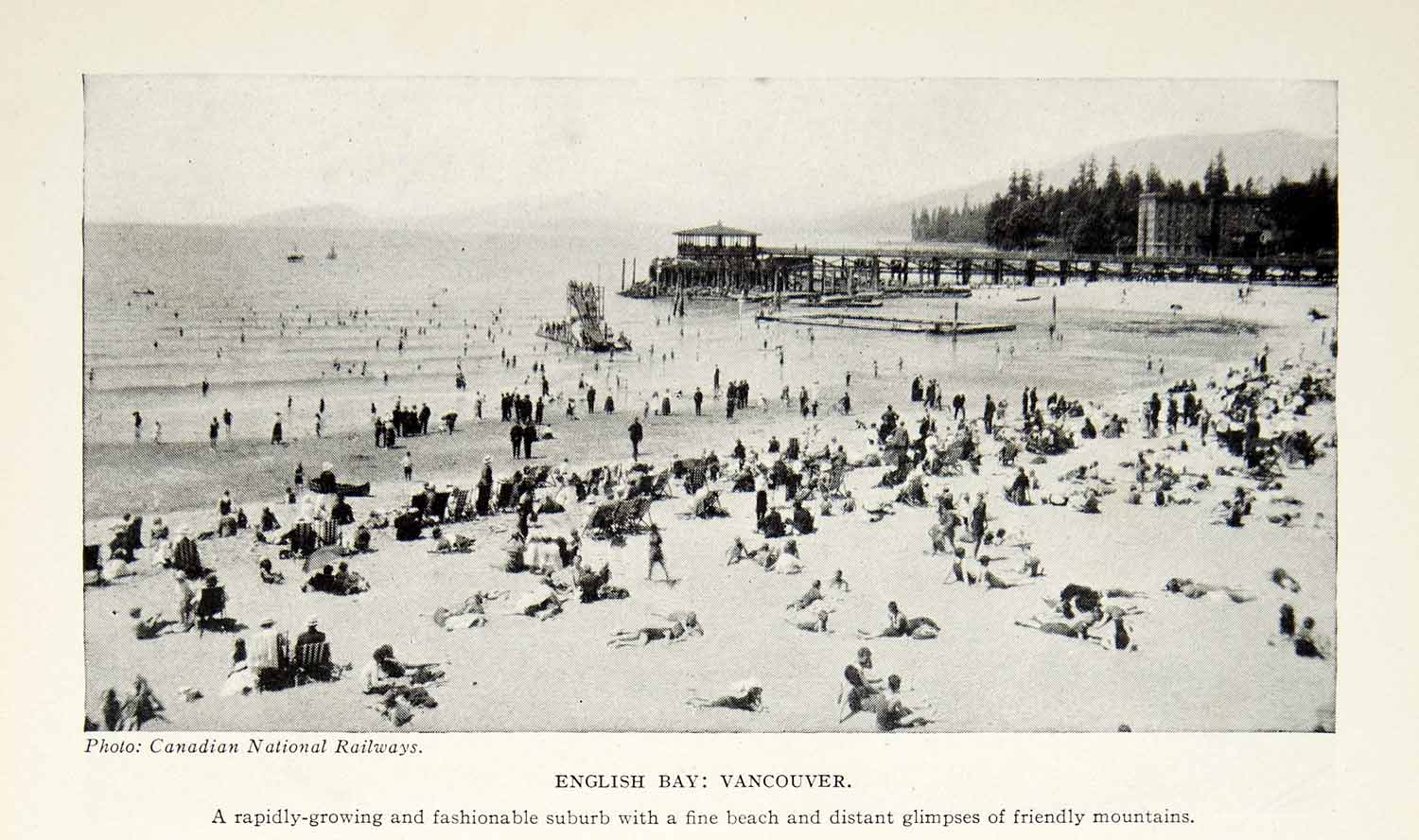 1924 Print English Bay Vancouver British Columbia Canada Beach Pacific XGAG1