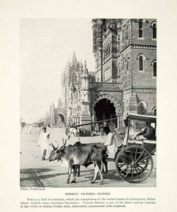 1924 Print Victoria Station Terminus Railway Bombay Mumbai India UNESCO XGAG1