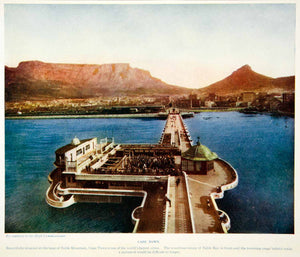 1925 Color Print Cape Town South Africa Table Bay Cityscape Mountain XGAG2