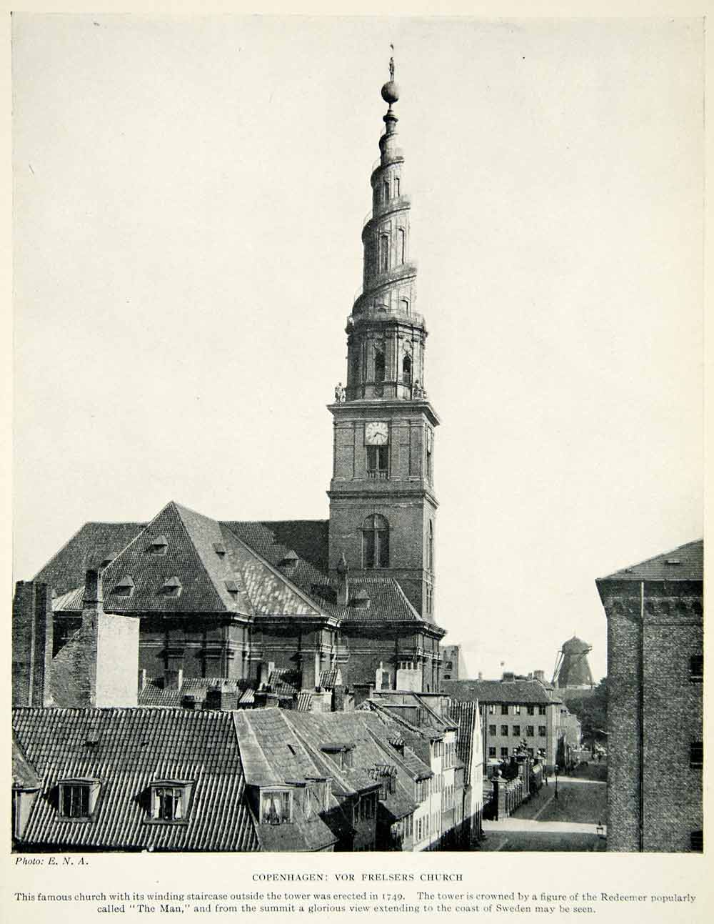 1925 Print Church Our Savior Vor Frelsers Kirke Copenhagen Denmark Baroque XGAG2