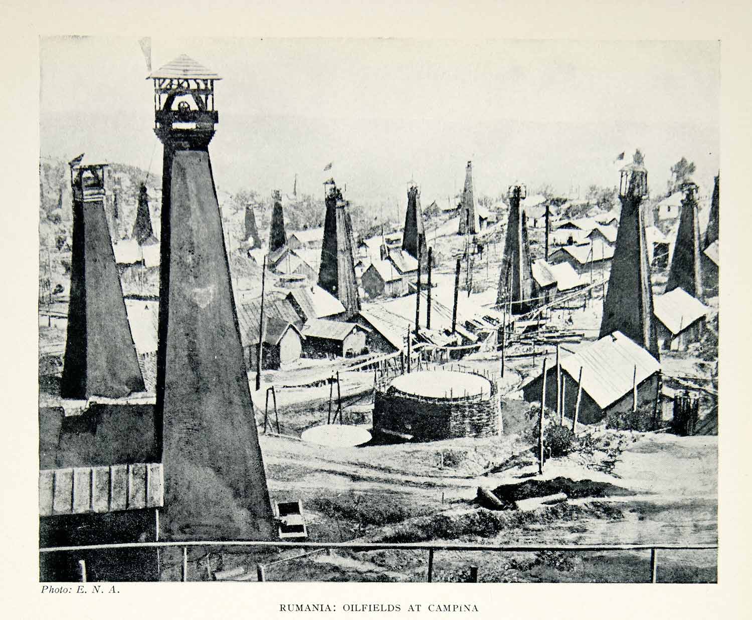1925 Print Campina Romania Europe Oil Well Field Refinery Industrial XGAG2