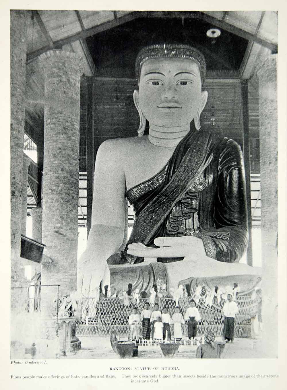 1925 Print Buddha Statue Yangon Burma Myanmar Religion Asia Buddhism XGAG2